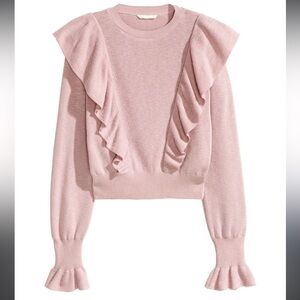 H&M Brand New Lilac Ruffle Knit Top, Size 34, Without Tags